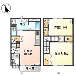 アジュール 2LDKの間取図画像