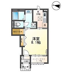 トレイル日吉台 1Kの間取図画像