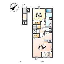 ビションフリーゼ2 1LDKの間取図画像