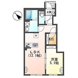 南区下石田2丁目新築アパート A棟 1LDKの間取図画像