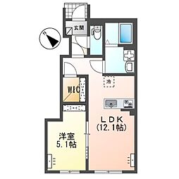 南区下石田2丁目新築アパート A棟 1LDKの間取図画像
