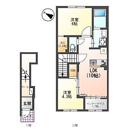 ブドワール 2LDKの間取図画像