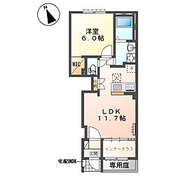 プリメゾン東郷 1LDKの間取図画像