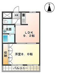 シュテルンハイムHiro 1LDKの間取図画像