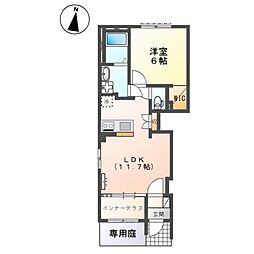 仮)北九州市八幡西区陣原3丁目アパート新築工事 1LDKの間取図画像