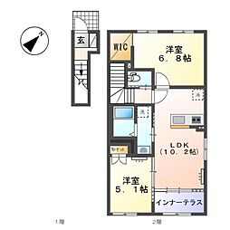 Grandir 2LDKの間取図画像