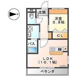 ラフィーネ 1LDKの間取図画像