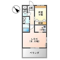 Kメゾン 1LDKの間取図画像