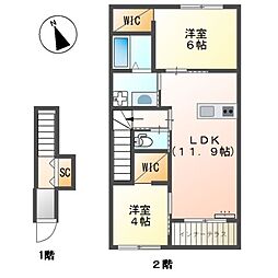 ドロッセル・ブルク 2LDKの間取図画像