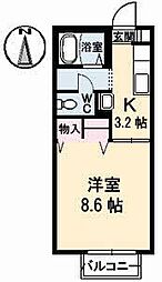 杉乃子ハイム 1Kの間取図画像