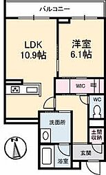 フェリシエール 1LDKの間取図画像