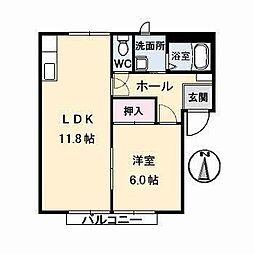 カーサツインクル1 1LDKの間取図画像