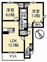 シャーメゾンMOMO 2LDKの間取図画像