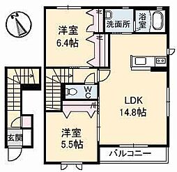 フレンチ・モモ 2LDKの間取図画像