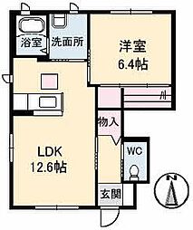 セントポーリアB 1LDKの間取図画像