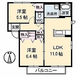 ロフティ壱番館 2LDKの間取図画像