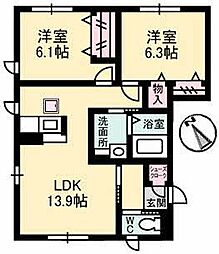 エフィカス 2LDKの間取図画像