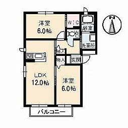 アンティカ 2LDKの間取図画像