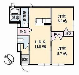 ピナクル国富1番館 2LDKの間取図画像