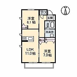 グランマスト福浜A 2LDKの間取図画像