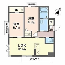 シャーメゾン沖 2LDKの間取図画像