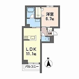 フローレスあずさA 1LDKの間取図画像