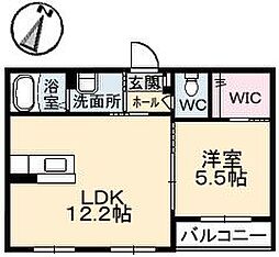 シュエット2 1LDKの間取図画像