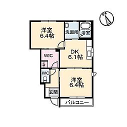 メゾン・グランディ弐番館 2DKの間取図画像