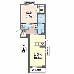 ソレイユコート高柳西町 1LDKの間取図画像