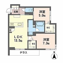 シャーメゾンエバンス 2LDKの間取図画像