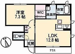 プラムプレイス 1LDKの間取図画像