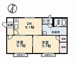 フレグランス梶谷 2DKの間取図画像