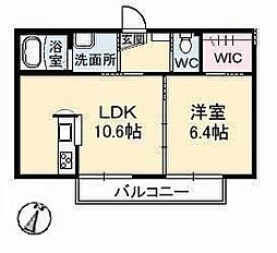 ローズ・パールA 1LDKの間取図画像