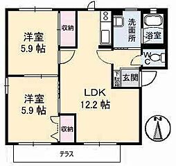 セントラルパークB 2LDKの間取図画像
