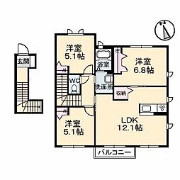 メゾン清水B 3LDKの間取図画像