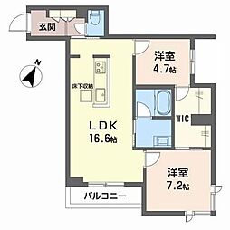 トリフォリア 2LDKの間取図画像