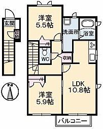 アルファB 2LDKの間取図画像