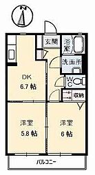 S・T大高B 2DKの間取図画像