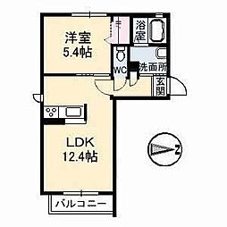 プリマ・クラッセA 1LDKの間取図画像