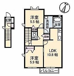 リブランD 2LDKの間取図画像