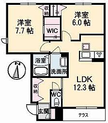 エスポワールサンB 2LDKの間取図画像