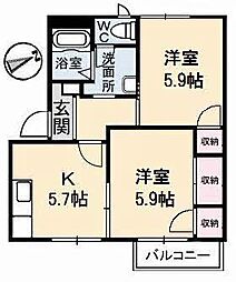 ラスティック21B 2Kの間取図画像
