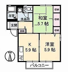 さくらA 2Kの間取図画像