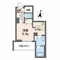インセプション ワンルームの間取図画像