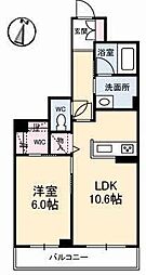 ラプロスペリテB棟 1LDKの間取図画像