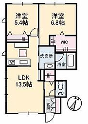 メゾンドゥオリーブ 2LDKの間取図画像