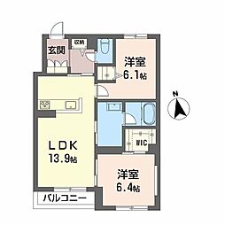 シャーメゾン ラパス 2LDKの間取図画像