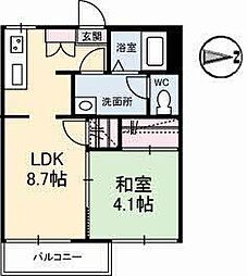 グローバルハイツ 1LDKの間取図画像