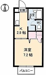 サンホープ 1Kの間取図画像