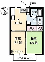 エクセランルミエールA 2Kの間取図画像